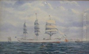 Training Ship "mersey" Taking Pilot by Richard Henry Neville-Cumming