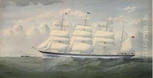 The Four-masted Barque
Sindia
Under Shortened Sail In The Channel by Richard Henry Neville-Cumming