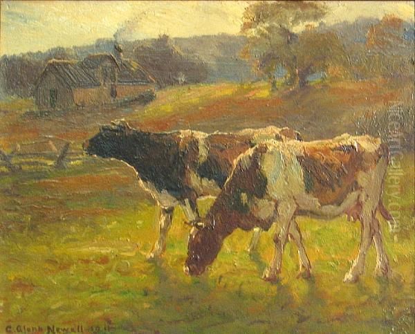 October, Late Afternoon (two Cows In A Field) - view 1