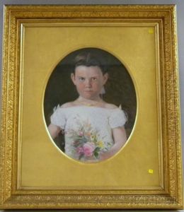 Half-length Portrait Of A Girl With A Nosegay by Hugh Newell