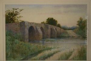River And Bridge Scene by Harry Foster Newey