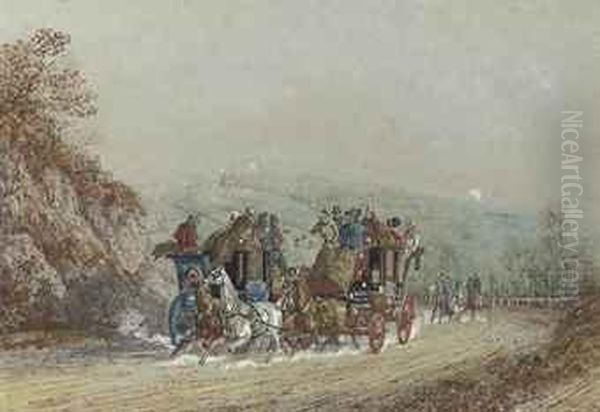 The Portsmouth And Guildford Mail Coaches Passing On The Guildfordroad - view 1