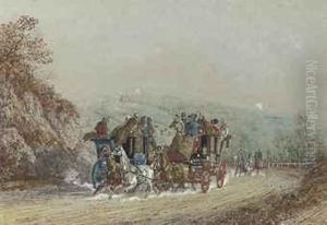 The Portsmouth And Guildford Mail Coaches Passing On The Guildfordroad by Newhouse, Charles B.