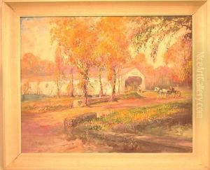 Titled, "knight""s Bridge", Covered Bridge by George Allen Newman