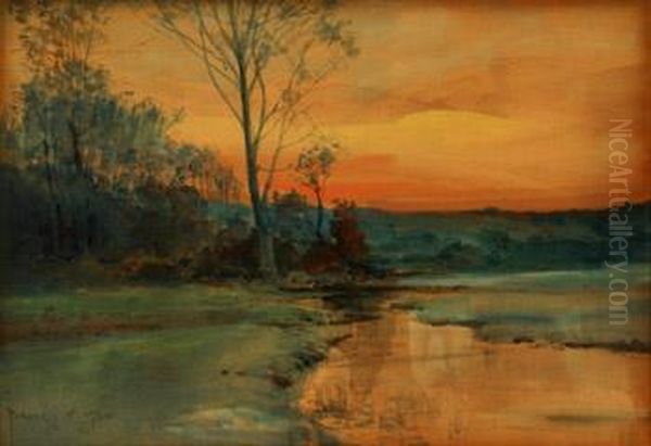 Landscape With Stream At Sunset - view 1