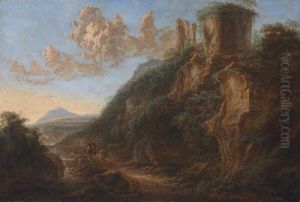 An Italianate Landscape With Travelers On A Path By A Ruin by Gillis Neyts