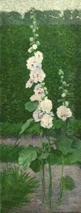 A White Holly Hock by Ferdinand Hart Nibbrig