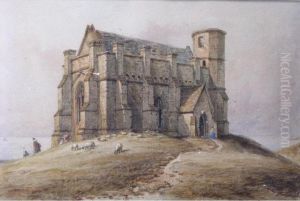 Sheep Grazing By A Church by Richard Henry Nibbs