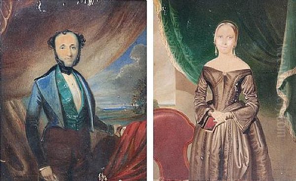 Pair Portraits Of A Gentleman And Lady - view 1