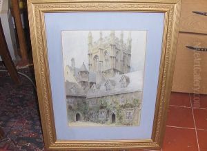 Merton College Tower And Quad, Oxford by George Franck Nicholls