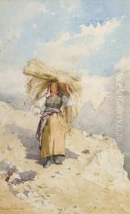 Peasant Girl On A Rocky Path by Rhoda Holmes Nicholls