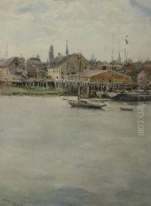 Gloucester Harbor With Sail Boat