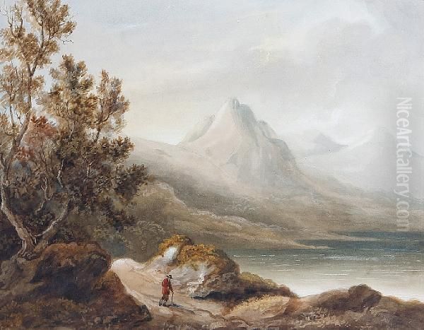 Traveller In A Lake Landscape - view 1