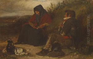 Couple Resting By A Grassey Knoll