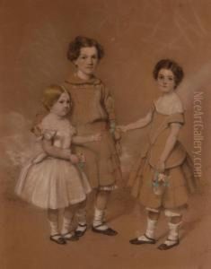 Portrait Of 3 Children by John Watson Nicol