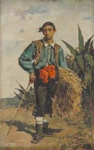 Campesino Con Haz De Heno