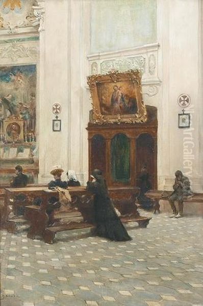Kircheninterieur Mit Betenden. - view 1