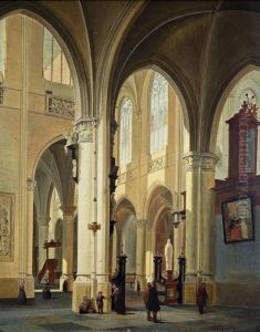 Kircheninterieur Mit Figurenstaffage by Josephus Christianus Nicolie