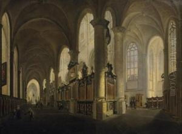 Indoor Scene At The Church With Figural Staffage. Signed And Dated Lower Left: ...nicolie 1816 - view 1