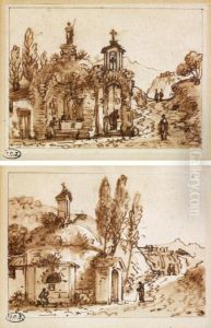 Deux Paysages Aux Chapelles by Victor-Jean Nicolle