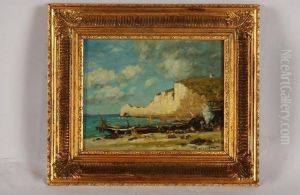 * Francois Nicot . "pecheurs Pres Des Falaises D'etretat" by Francois Nicot