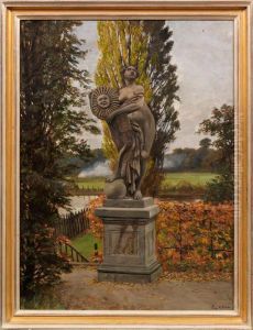 Ansicht Vom Park Inherrenhausen Mit Der "gottin Des Lichts" by August Heinrich Niedmann