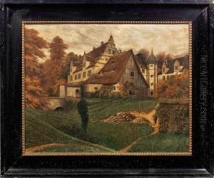 Ansicht Vommunchhausen-schloss Schwobber Bei Hameln by August Heinrich Niedmann