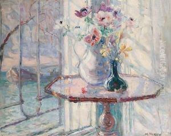 Vase Of Flowers On A Table - view 1