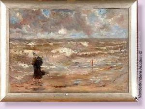 Pecheuse De Crevettes En Bord De Mer by Maurits Niekerk
