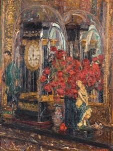 Nature Morte Aux Fleurs Et A Lapendule by Maurits Niekerk