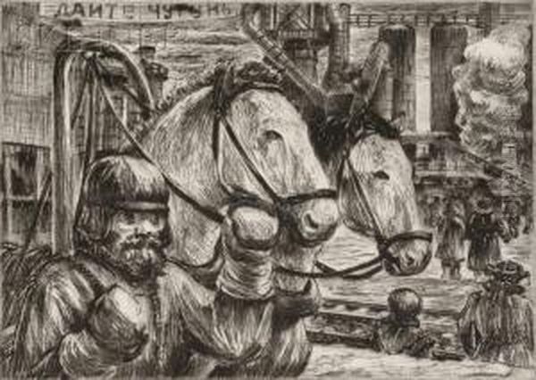 Lot Of Four Genre Scenes: Horse Power And Industry - view 1