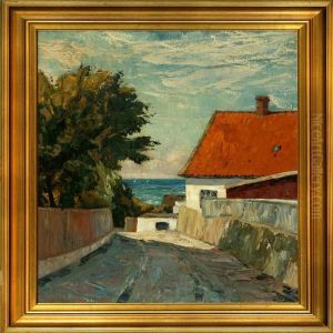 Street Scenery From Bornholm Island by Arthur Nielsen