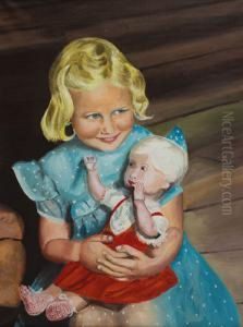 Girl With Wooden Doll by Christian V. Nielsen