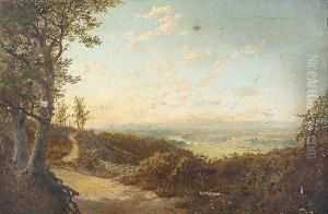 A Country Lane With Windsor Castle In The Distance