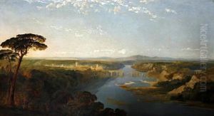 A Capriccio River Landscape In The Roman Campagna by Edmund John Niemann