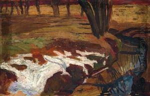 Strumien Wiosna (na Odwrocie Szkic Olejny), Ok. 1916 by Jerzy Niementowski