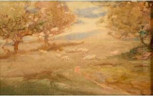 Pastoral Landscape With Sheep by John Henry Niemeyer