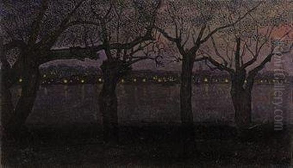 A View Of The River Waal By Night, Nijmegen - view 1