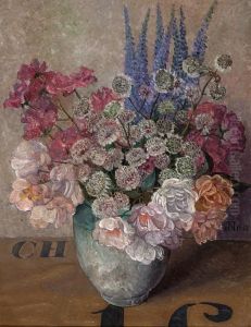 Still Life Of Pink Flowers by Jaap Nieweg
