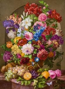 Prachtiges Blumen- Und Fruchtestillleben