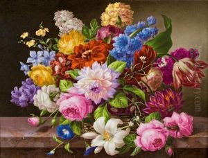 Blumenstillleben Mit Rosen, Lilien Und Nelken