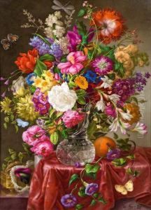 Blumenstillleben Mit Schmetterlingen