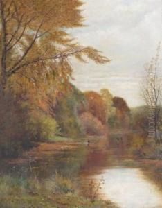 Autumn River Landscape by Leonard Charles Nightingale