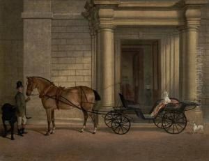 The Marquis Of Stafford's Horse And Carriage With Groom And Dogs by Robert Nightingale