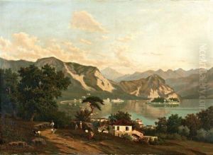 Zicht Op Het Lago Maggiore Met Isole Borromee, Gezien Vanuit Stresa