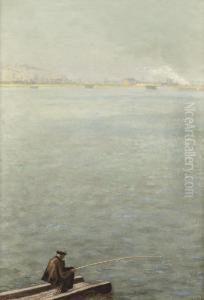 Angler On The River Maas, Rotterdam by Dirk Nijland
