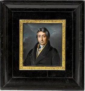 A Gentleman, Wearing Black Coat, Light Yellow Waistcoat And Blue Cravat