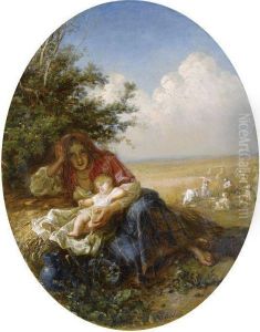 Mother And Child In The Wheat Field by Nikolai Efimovich Rachkov