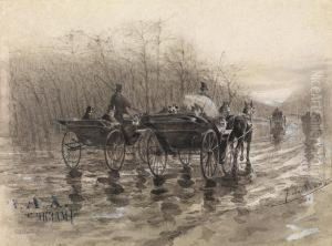 Two Coaches On A Roadin Spring