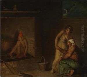 A Scene From Danish Folklore, A Nis Eating His Porridge